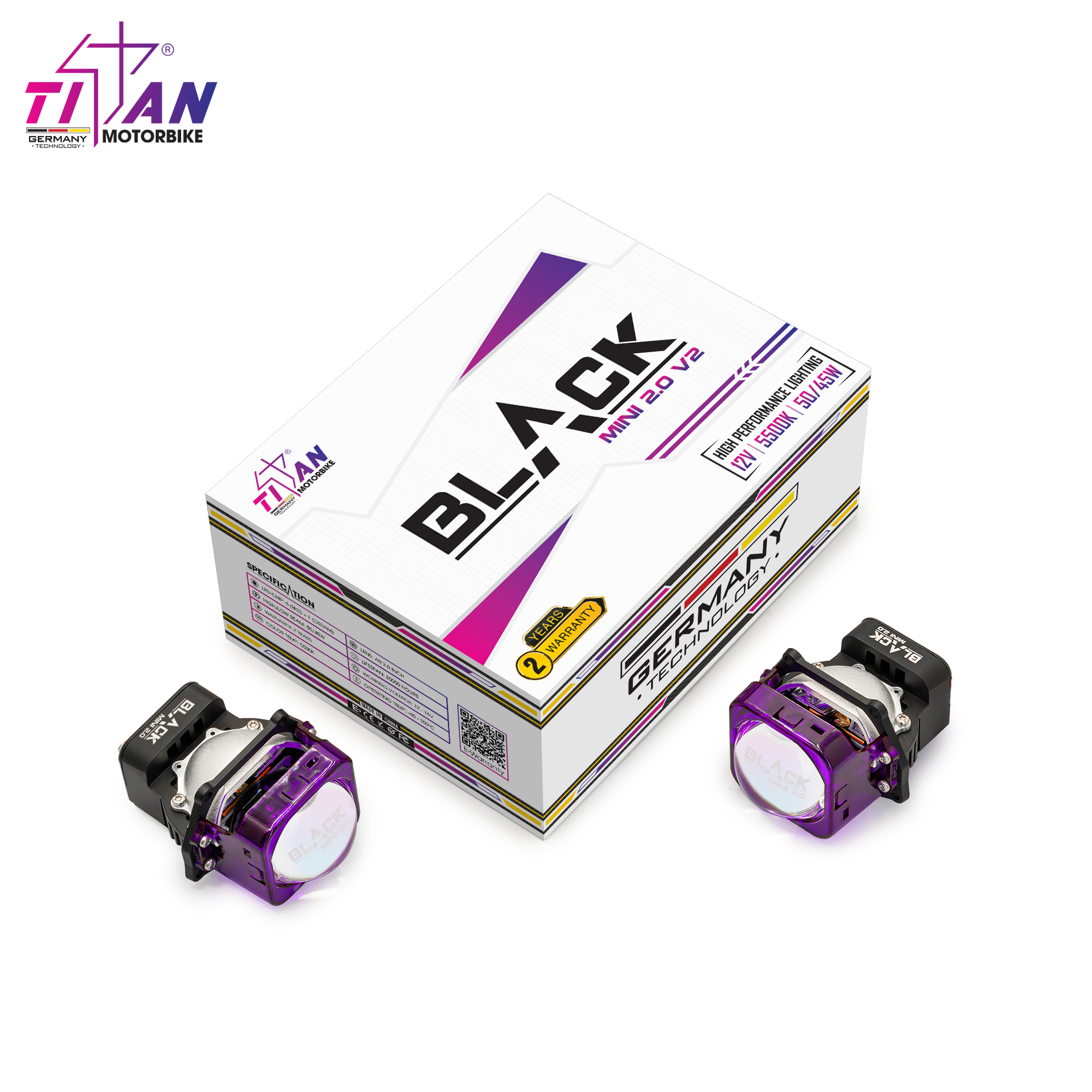 BI LED TITAN MOTO BLACK MINI 2.0 VERSION 2 SQUARE