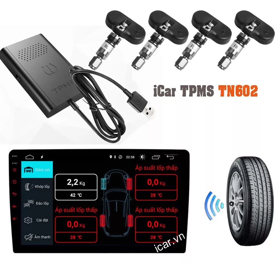 CẢM BIẾN BIẾN ÁP SUẤT LỐP KẾT NỐI USB ICAR TN602 - Hình 1