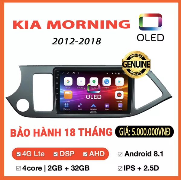Màn hình Oled Kia Morning 2012-2018 - Hình 1