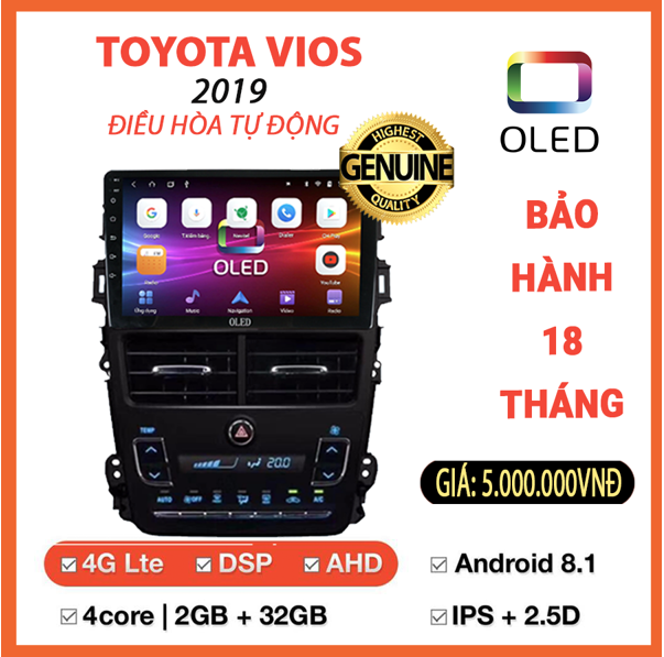 Màn hình Oled Toyota Vios 2019 điều hoà tự động