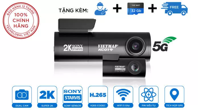 CAMERA HÀNH TRÌNH VIETMAP KC01 CẢNH BÁO GIAO THÔNG - Hình 1