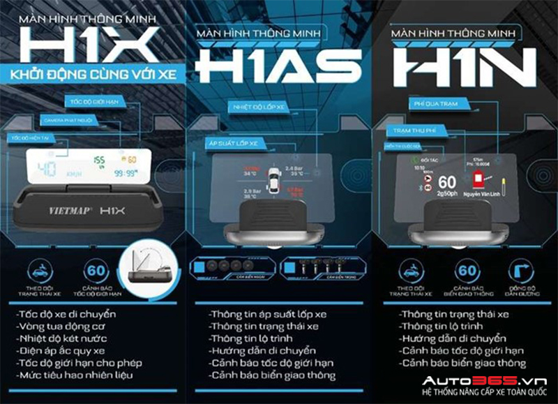 so sánh và đánh giá bộ 3 màn hình hud vietmap