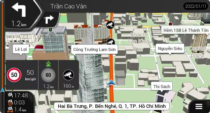 Giao diện dẫn đường 3D VIETMAP S2