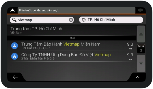 Tính năng gợi ý điểm đến VIETMAP S2