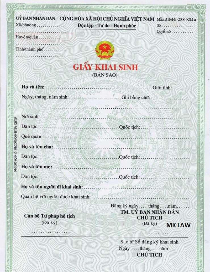 giấy khai sinh