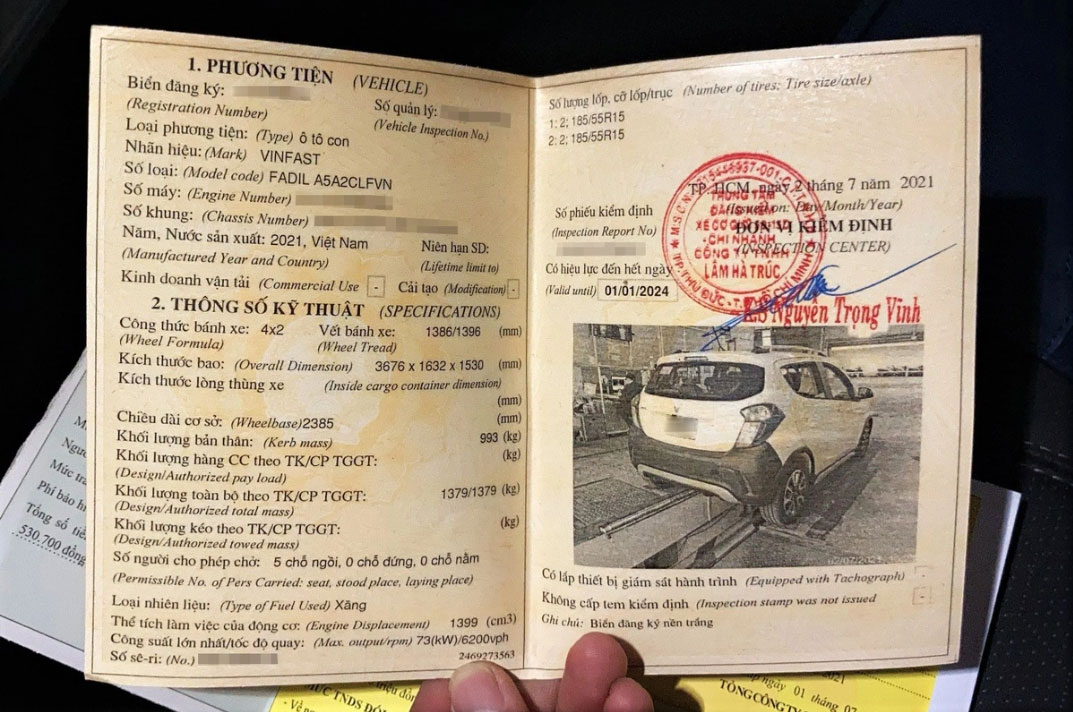 sổ đăng kiểm xe oto