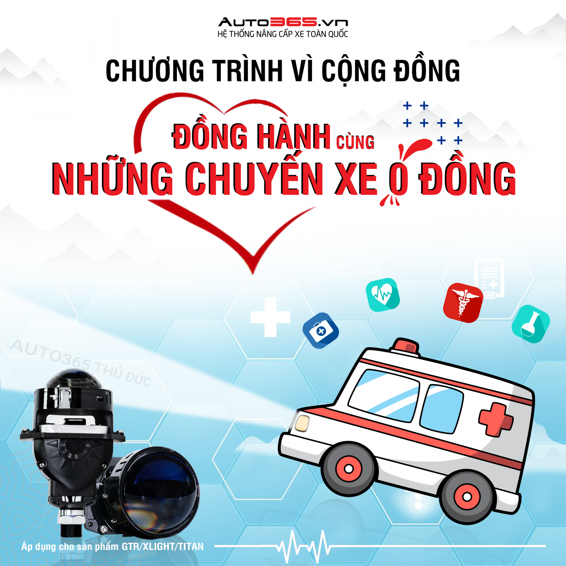 Auto365 hỗ trợ khách độ đèn miễn phí cho xe cứu thương