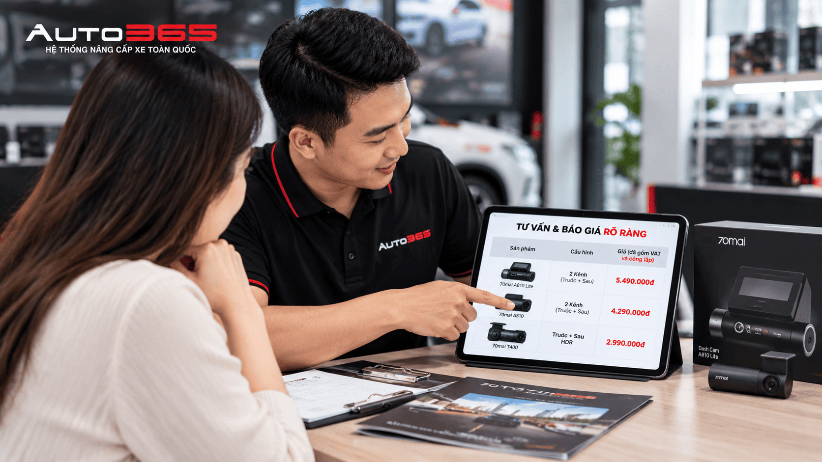 Tư vấn theo xe và báo giá camera hành trình 70mai rõ ràng