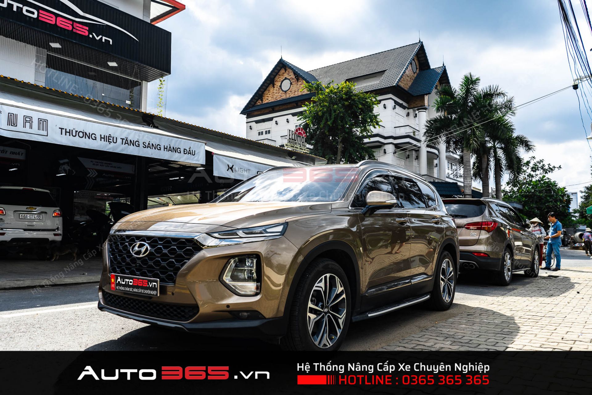 Santa Fe 2020 độ đèn tăng sáng với cấu hình 2 Bi Laser Henvvei L91 và X-Light V20L