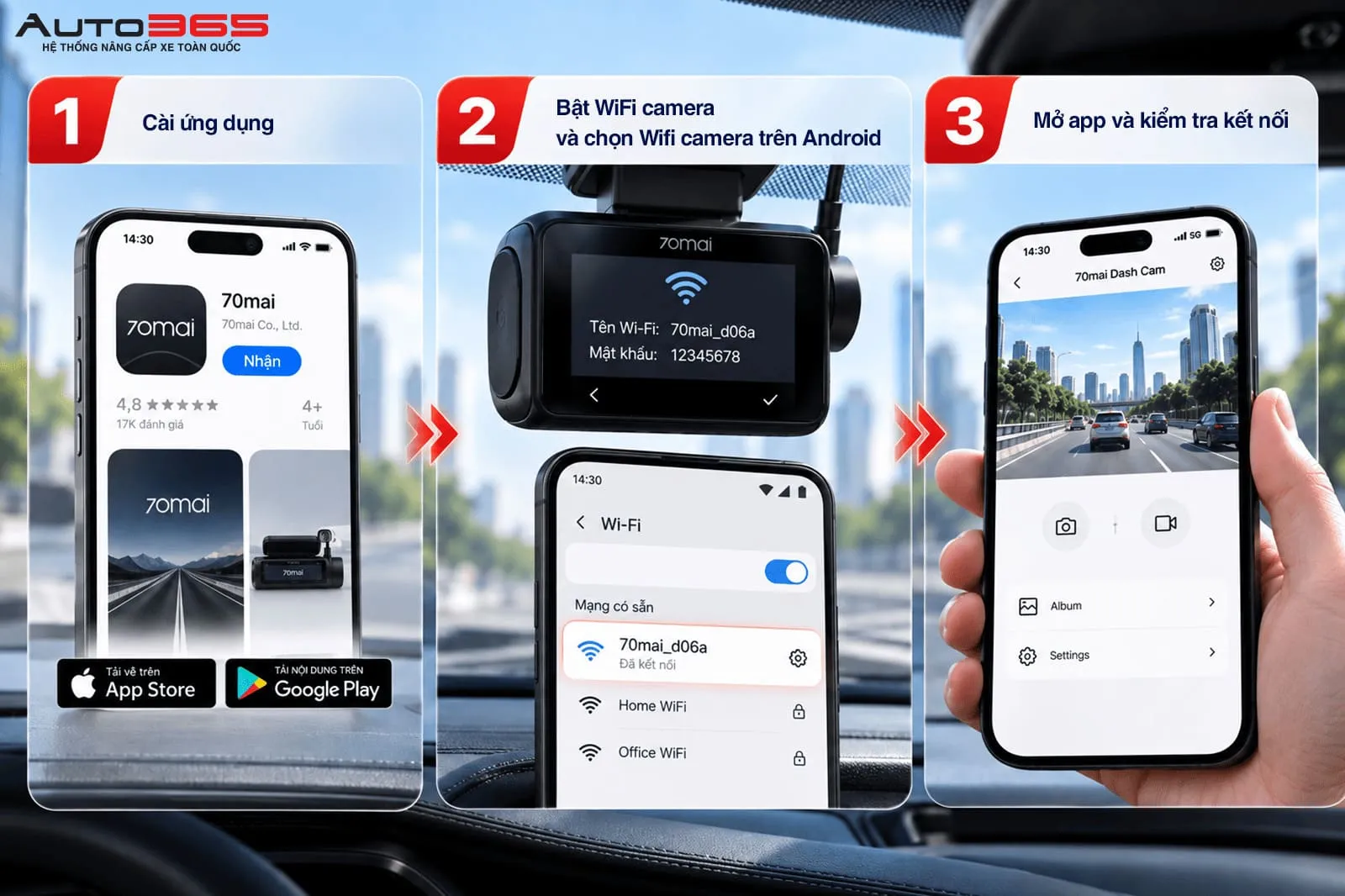 Cách kết nối camera hành trình với điện thoại Android 