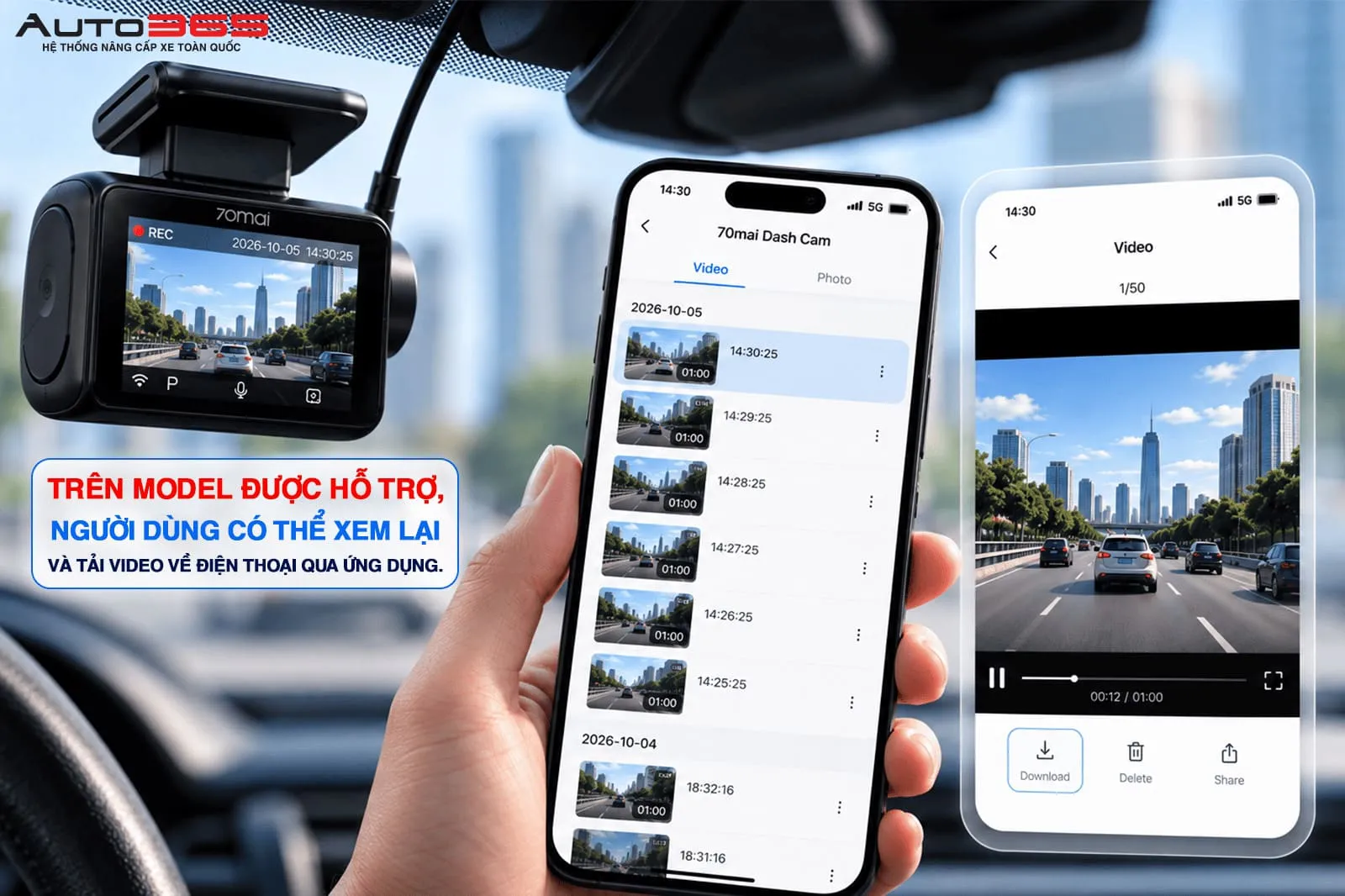 Cách xem lại và lấy video từ camera hành trình về điện thoại