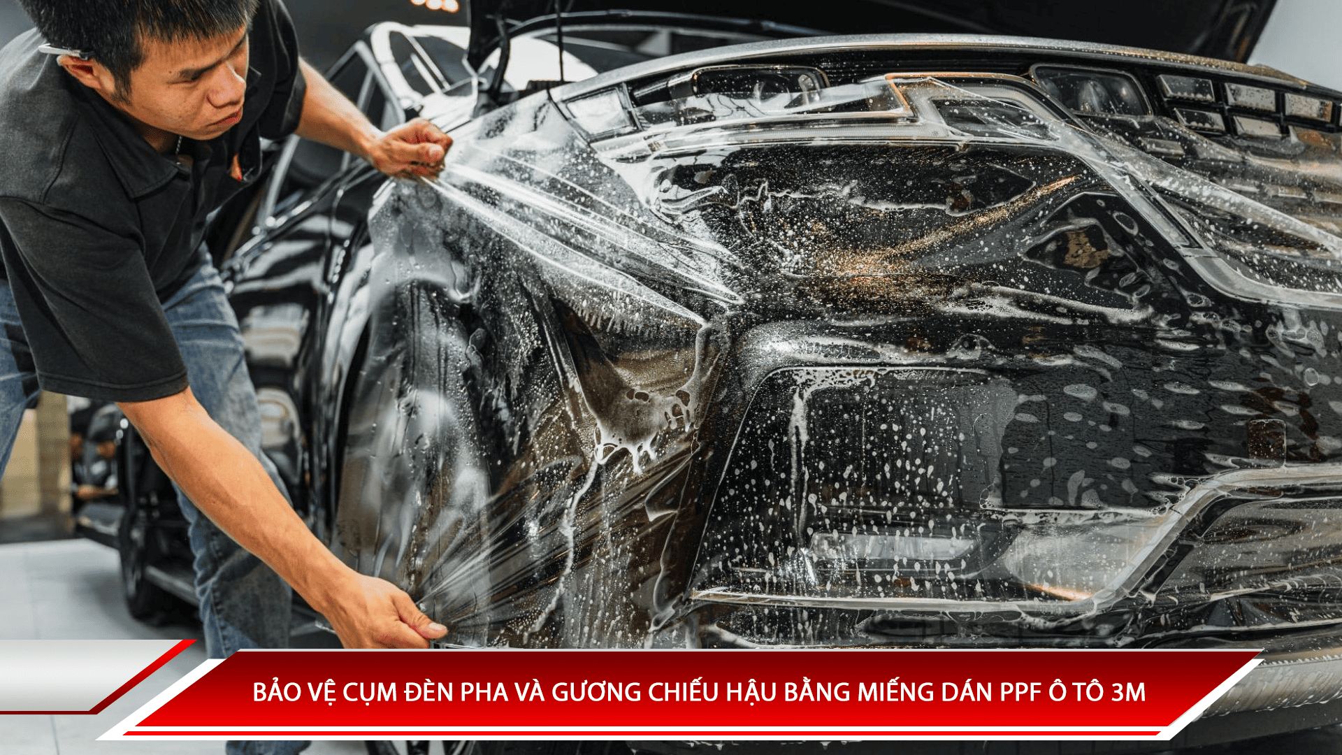 Bảo vệ cụm đèn pha và gương chiếu hậu bằng miếng dán PPF ô tô 3M