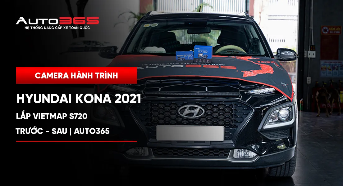 Hyundai Kona 2021 lắp Vietmap S720 trước–sau | Auto365
