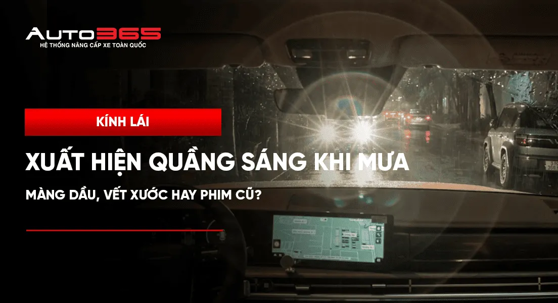 Kính lái xuất hiện quầng sáng khi mưa: màng dầu, vết xước hay phim cũ?