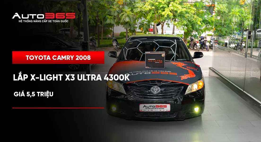 Toyota Camry 2008 lắp Bi gầm X-Light X3 Ultra 4300K: Giá 5,5 triệu