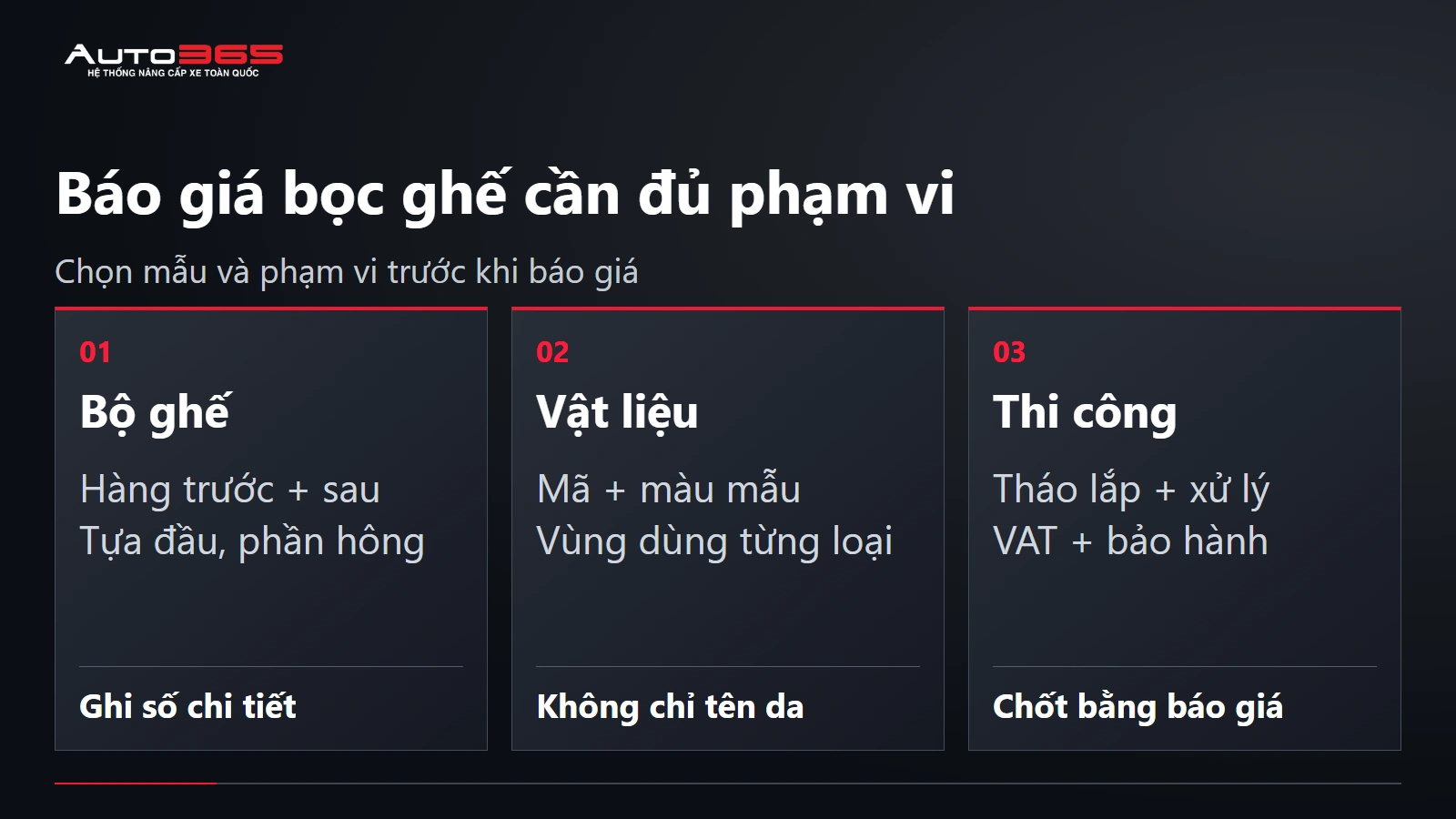 Báo giá bọc ghế cần đủ phạm vi