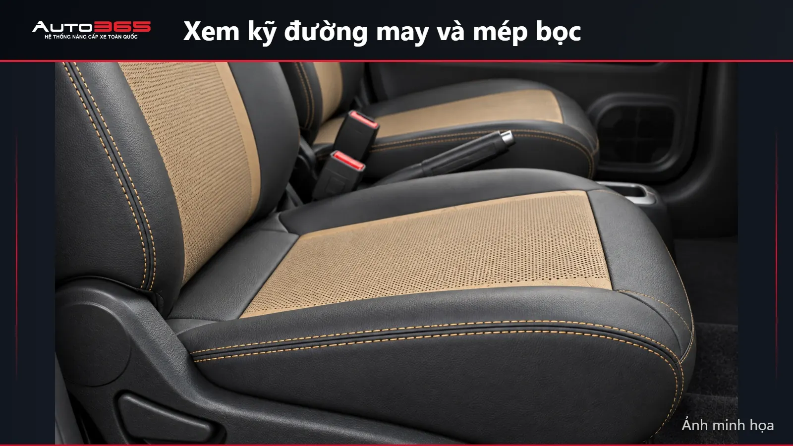 Ảnh minh họa cận đường may và phần hông ghế Minio Green sau bọc