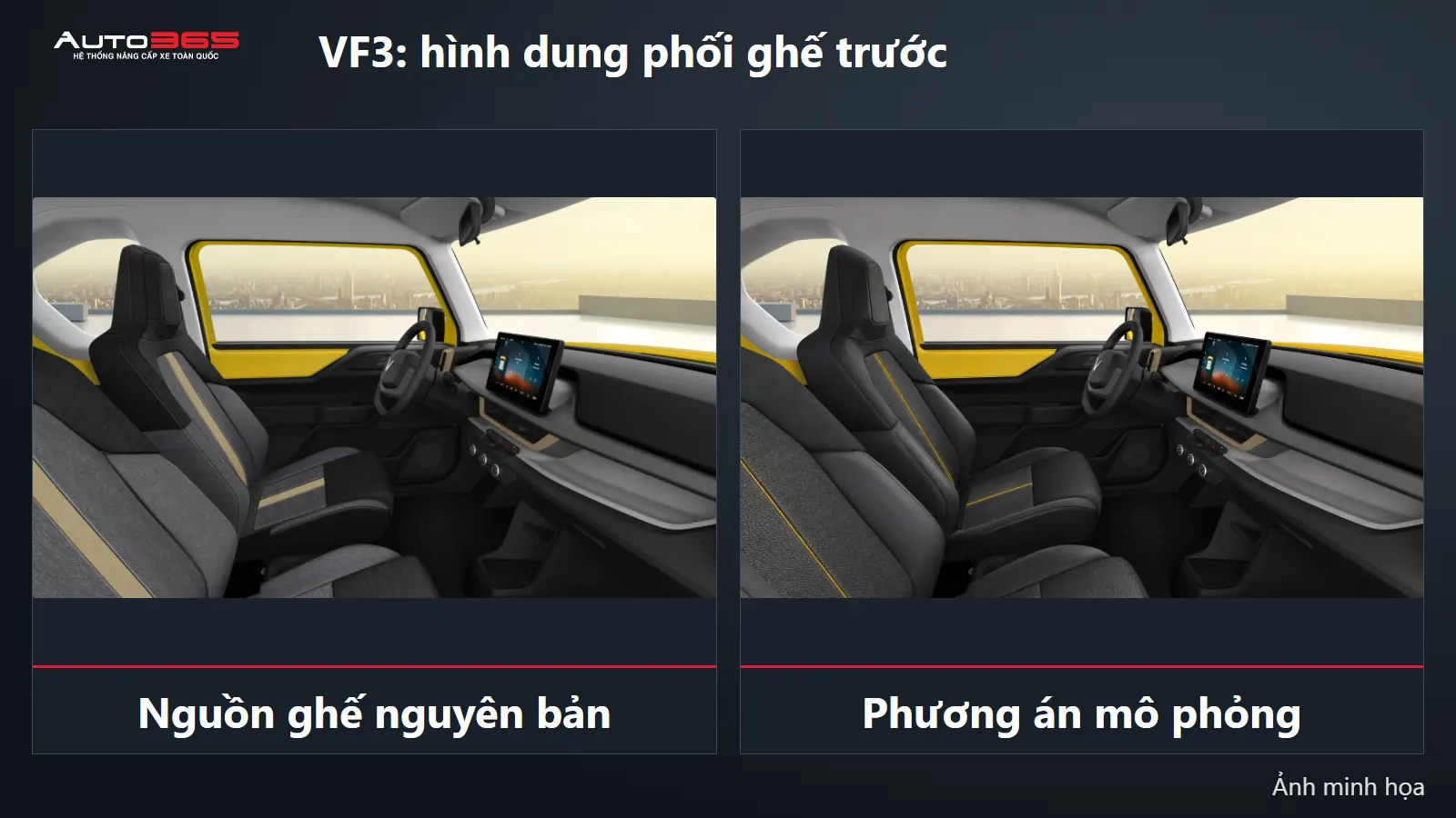 So sánh minh họa: VF3: hình dung phối ghế trước