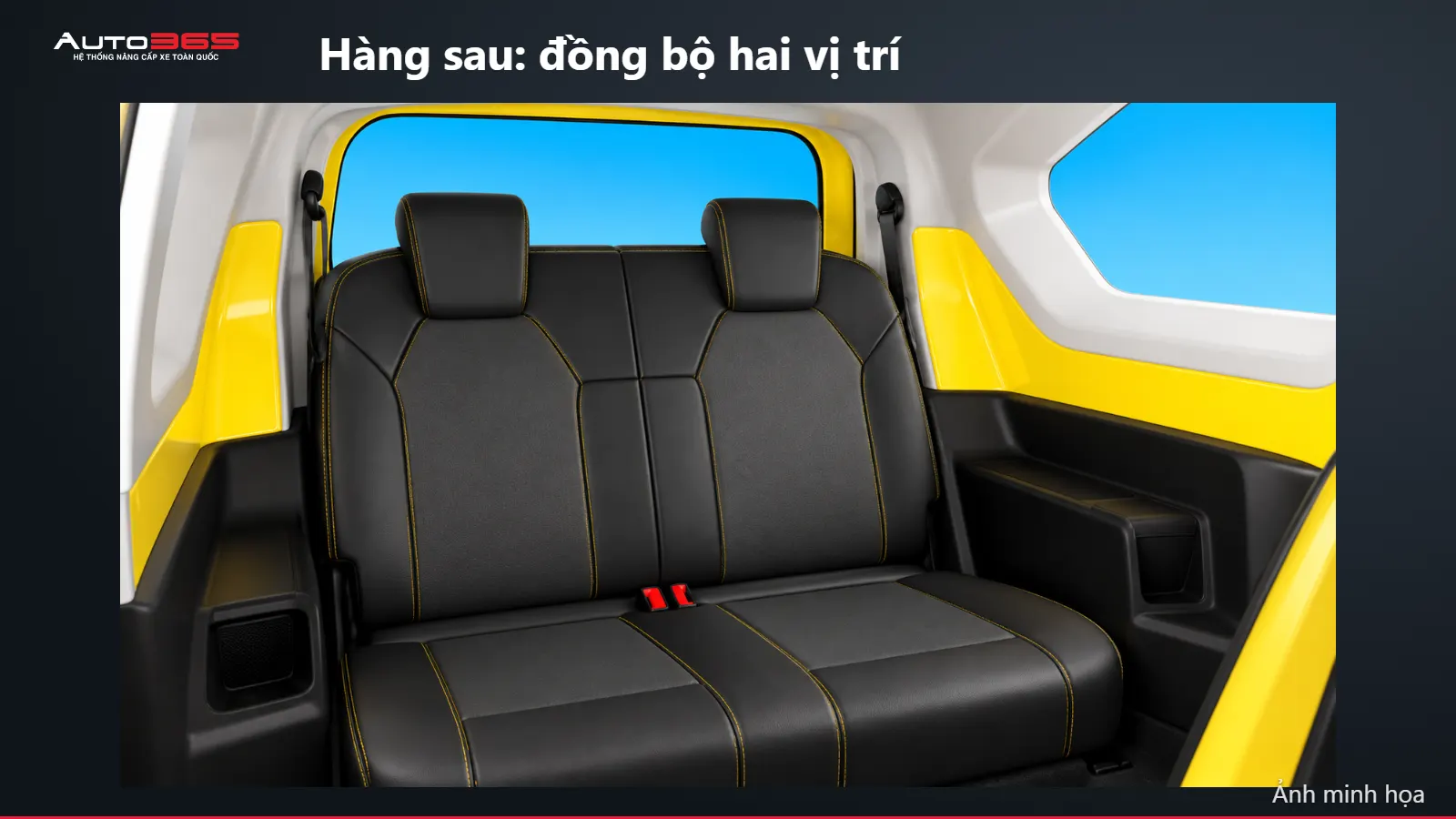 Minh họa mô phỏng trên xe: Hàng sau: đồng bộ hai vị trí