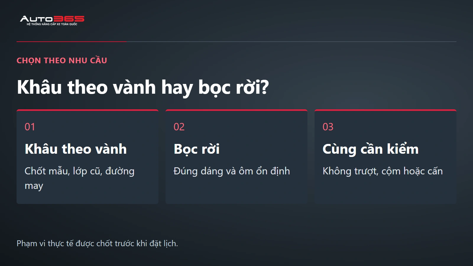 So sánh khâu trực tiếp và bọc rời, nhấn mạnh đúng hình dạng và độ ổn định khi sử dụng.