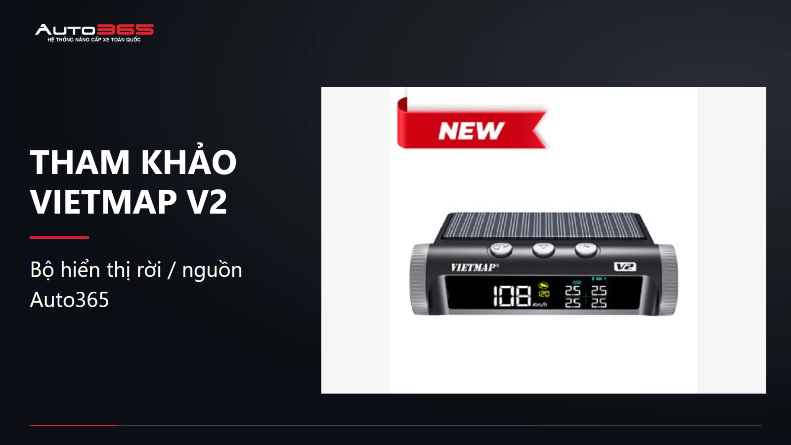 Ảnh sản phẩm cảm biến áp suất lốp Vietmap V2 từ Auto365 để tham khảo bộ hiển thị rời