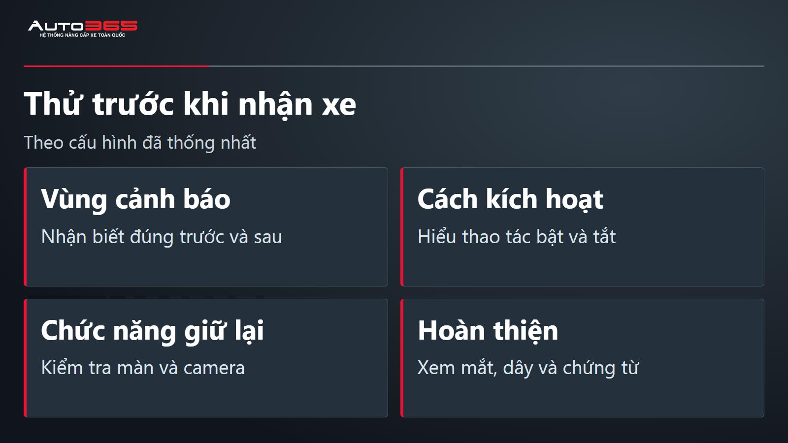 Checklist kiểm tra cảnh báo kích hoạt camera và hoàn thiện cảm biến