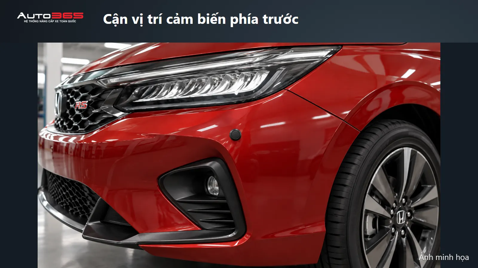 Ảnh minh họa source-based mockup mắt cảm biến trên vùng cản trước Honda City