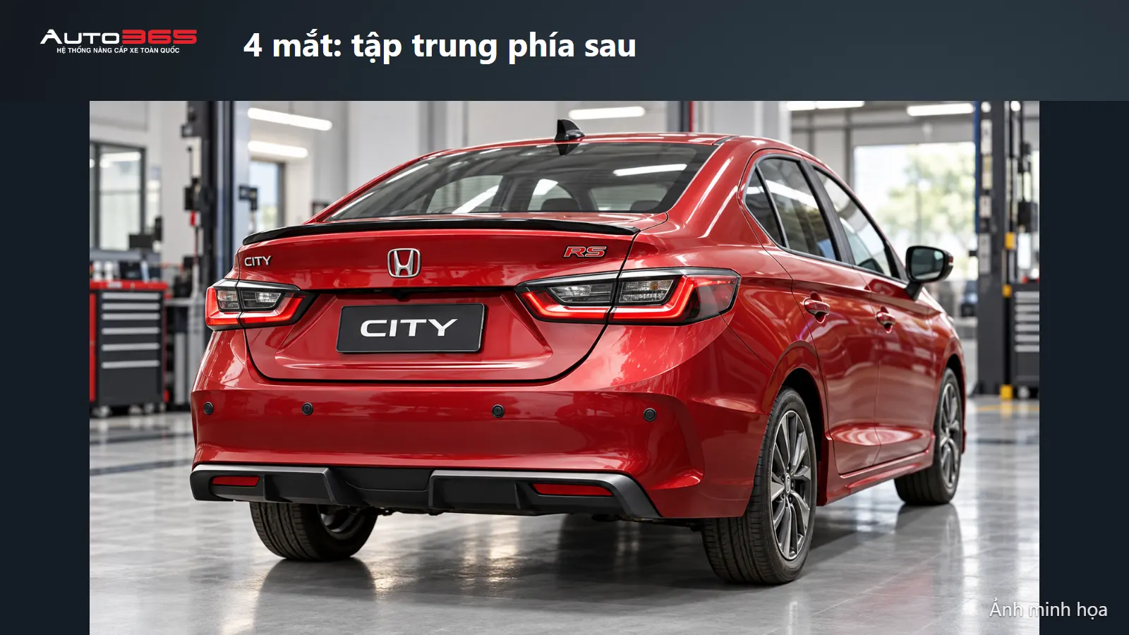 Ảnh minh họa source-based mockup 4 mắt cảm biến trên cản sau Honda City