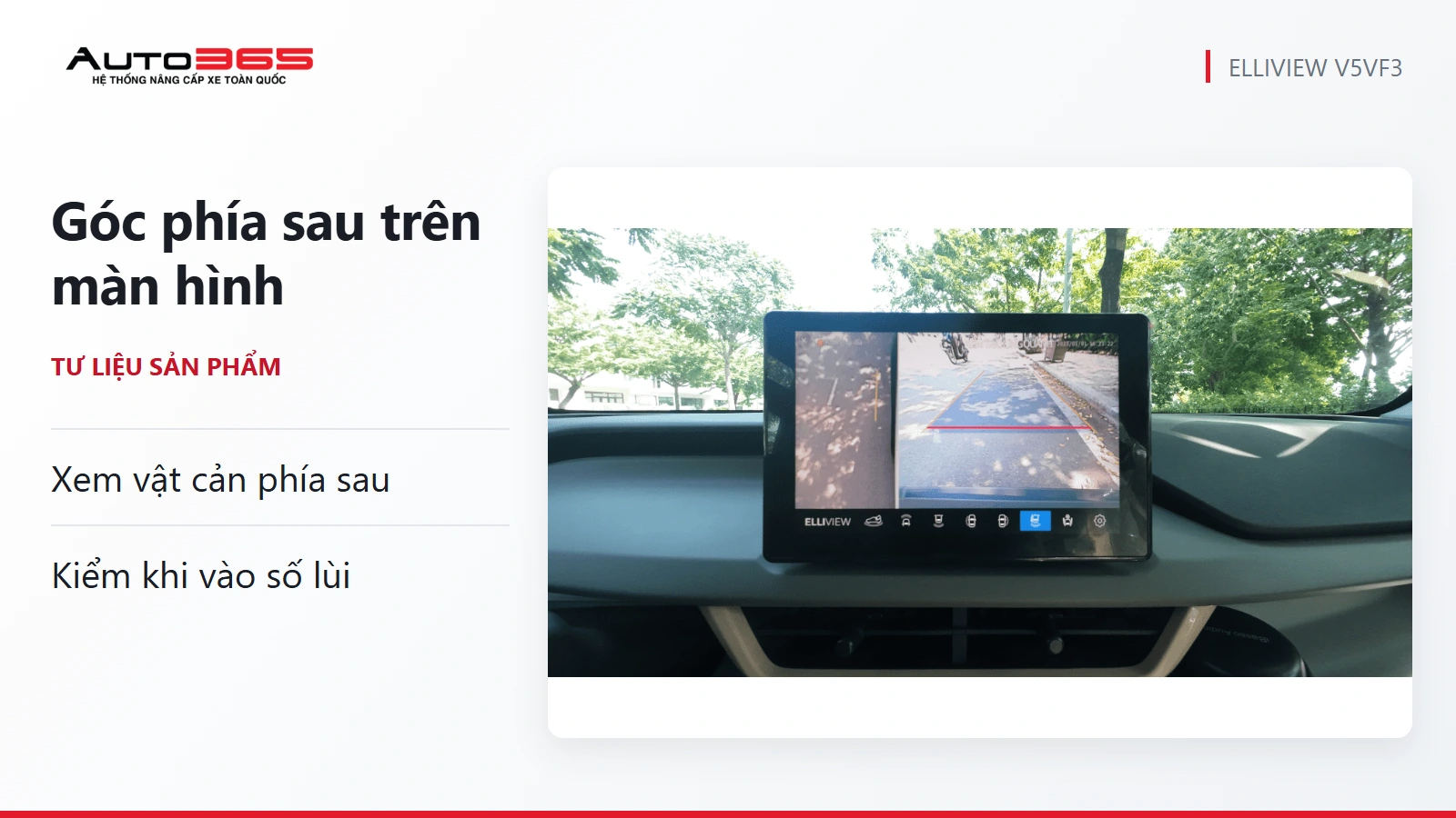 Ảnh tư liệu sản phẩm Elliview V5VF3 hiển thị góc phía sau trên xe