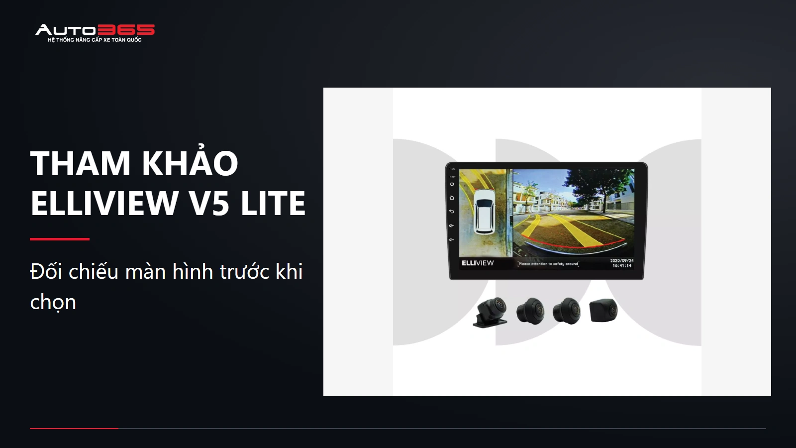 Bộ camera Elliview V5 Lite từ trang sản phẩm Auto365 để tham khảo, không khẳng định tương thích Herio Green
