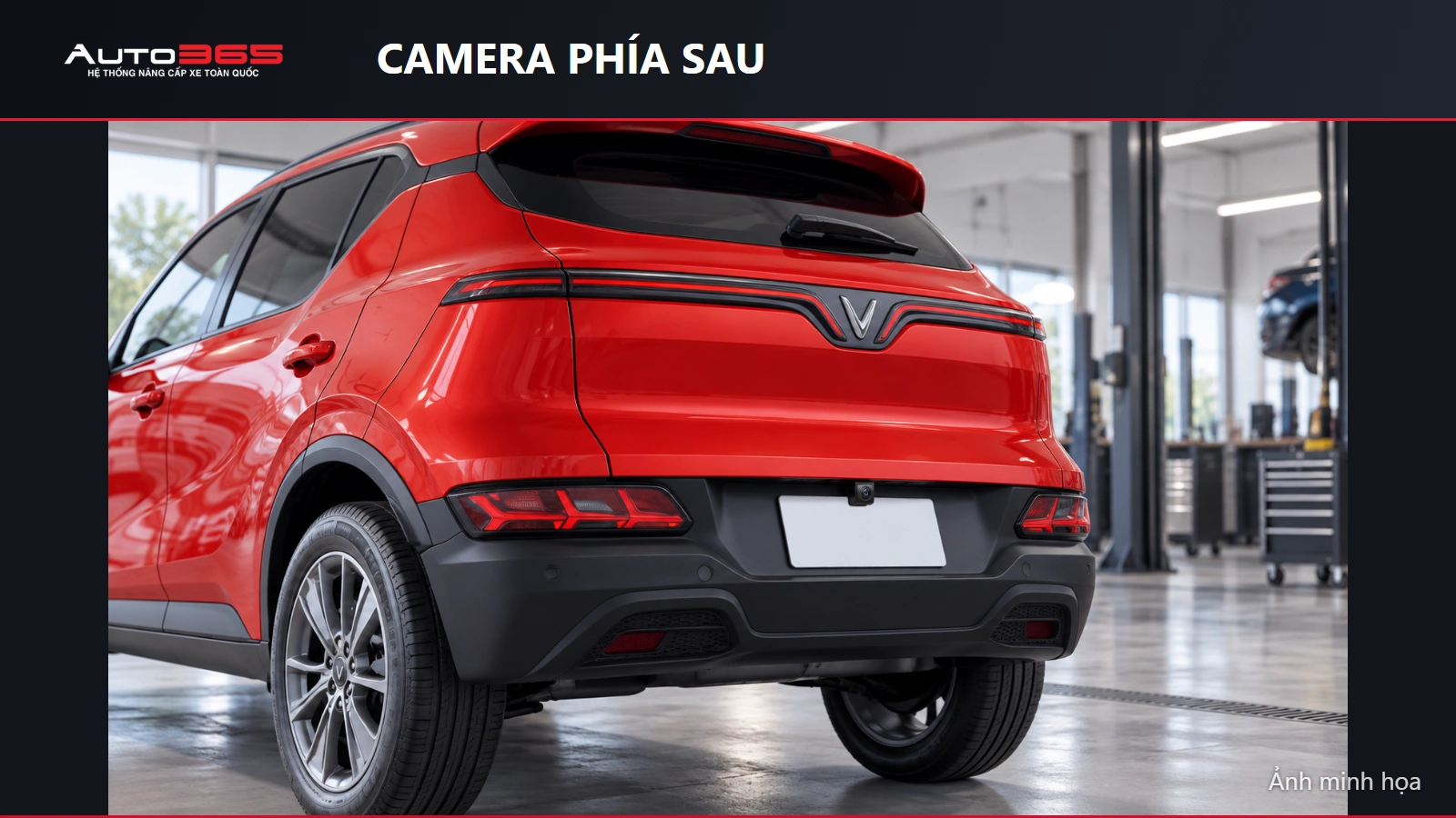 Source-based mockup mắt camera phía sau Herio Green đỏ, không phải ảnh thi công thật