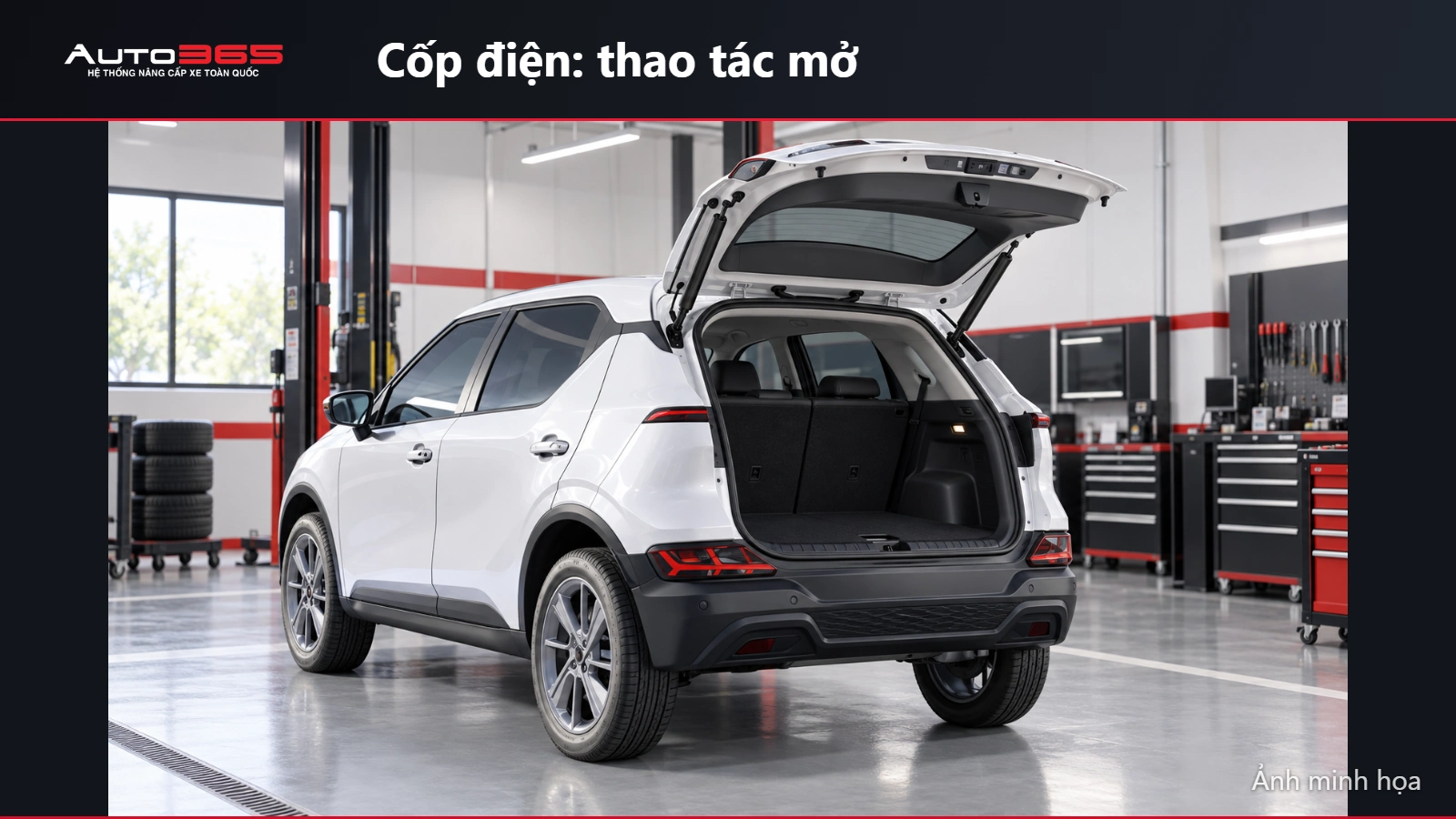 Ảnh minh họa mô phỏng kết quả nâng cốp điện trên Herio Green nhìn từ phía sau