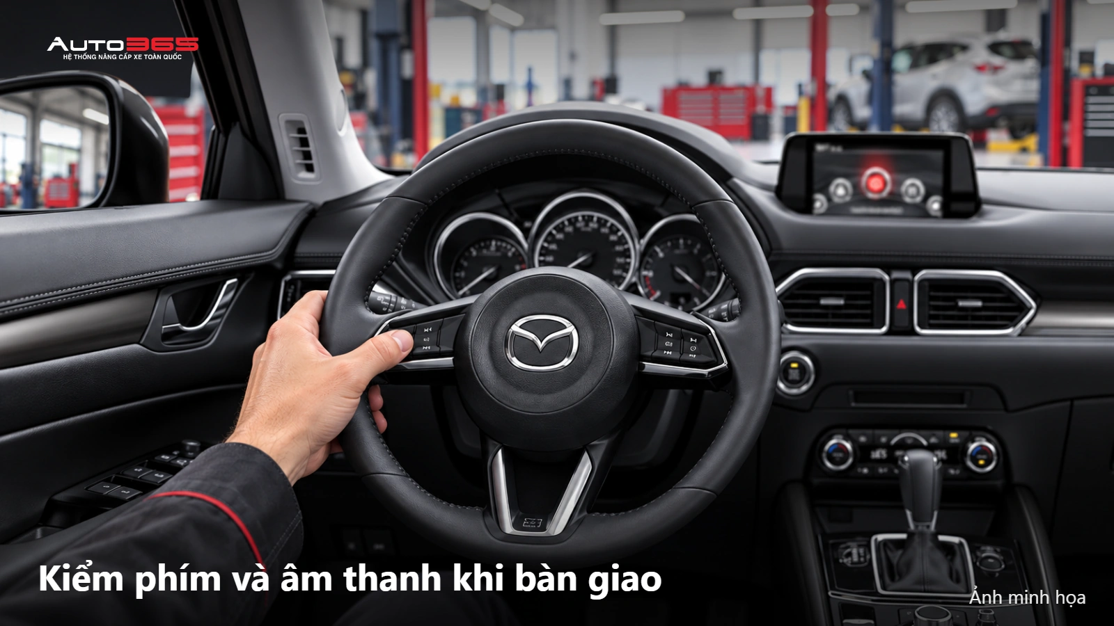 Source-based mockup kiểm các phím trên vô lăng CX5 trong cấu hình giải trí sau nâng cấp.