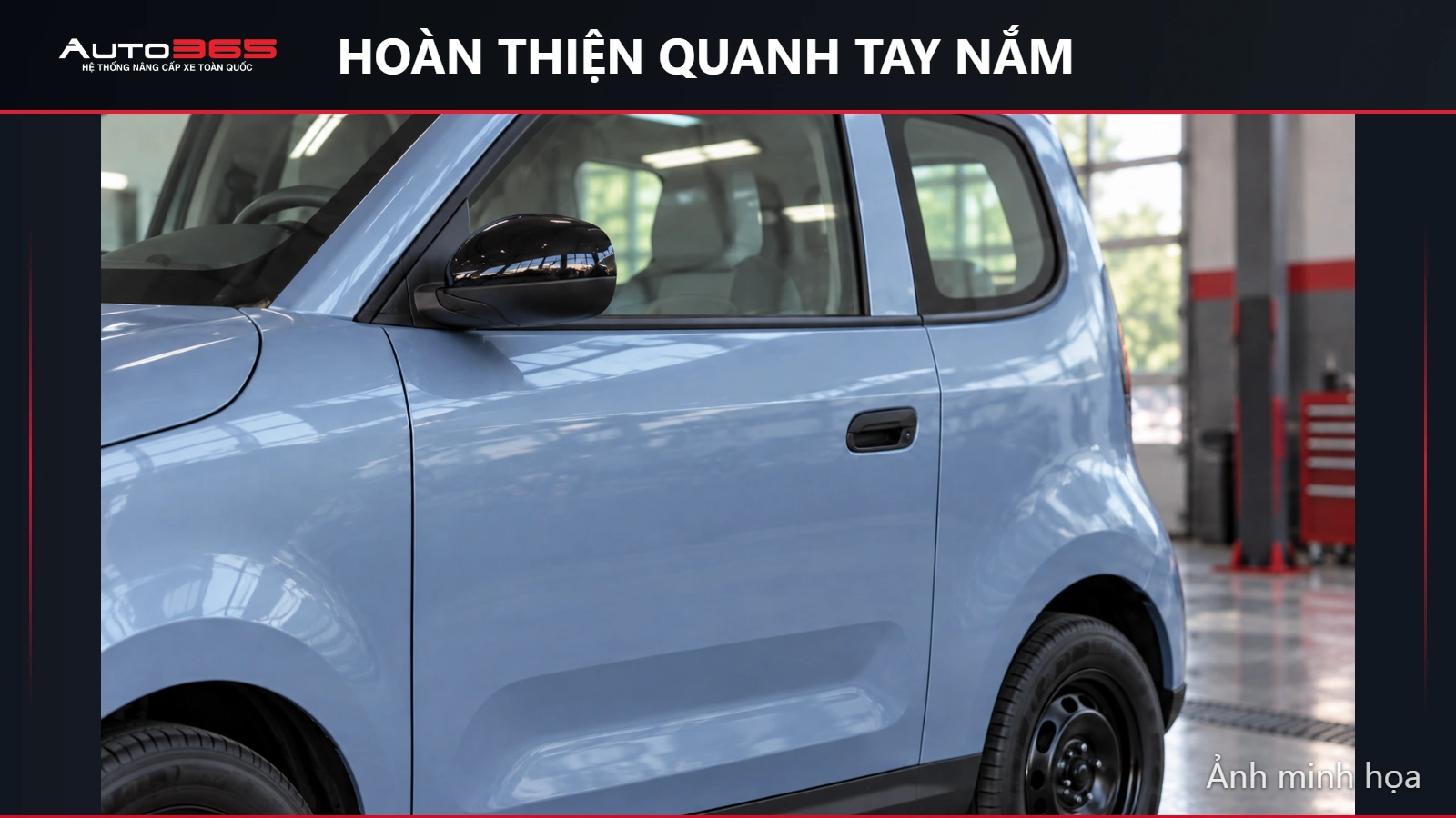 Hình minh họa mô phỏng hoàn thiện quanh tay nắm — Minio Green