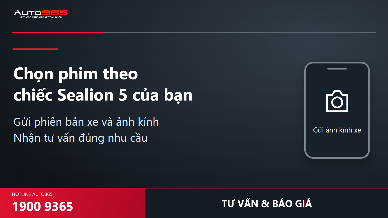 Tư vấn và báo giá phim cách nhiệt Sealion 5 tại Auto365, hotline 1900 9365