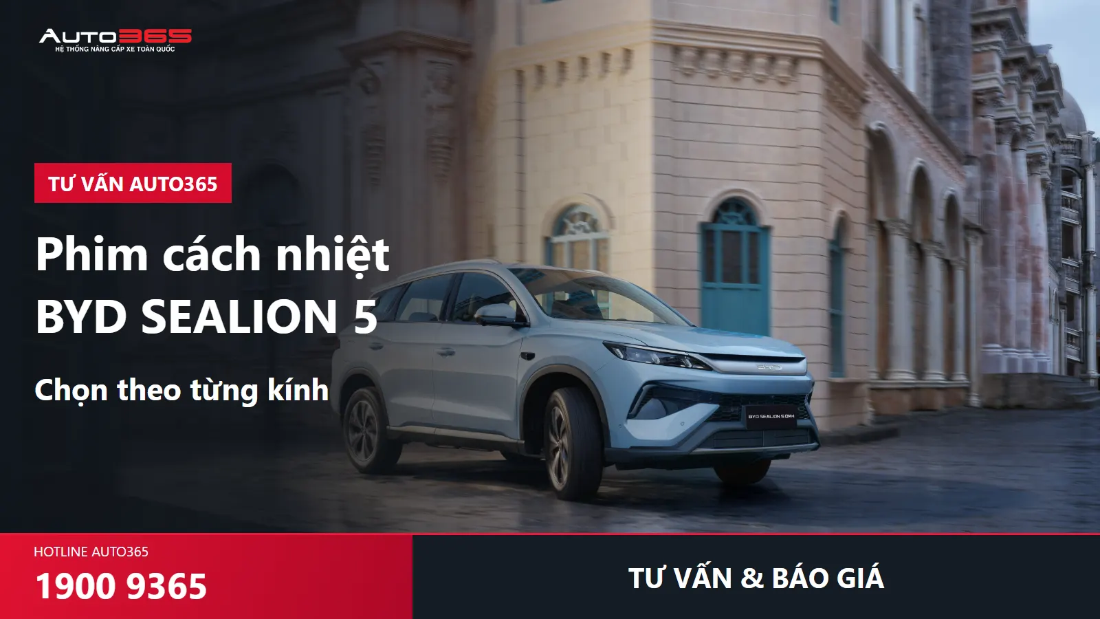 BYD Sealion 5 DM-i trắng từ ảnh BYD Việt Nam trong hero tư vấn phim cách nhiệt