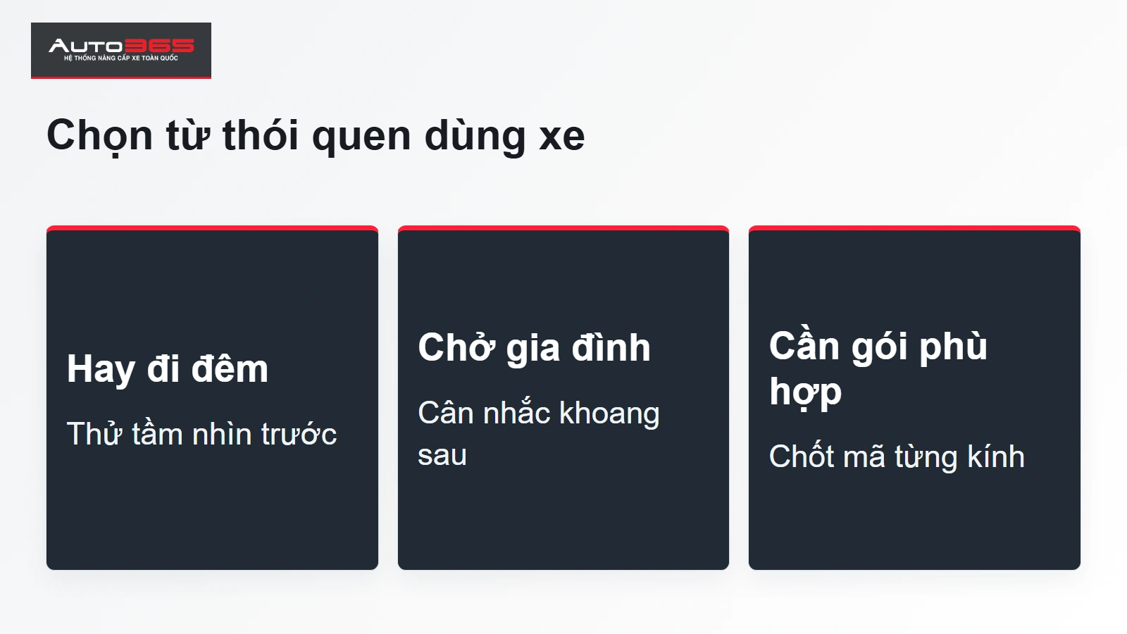 Chọn từ thói quen dùng xe.