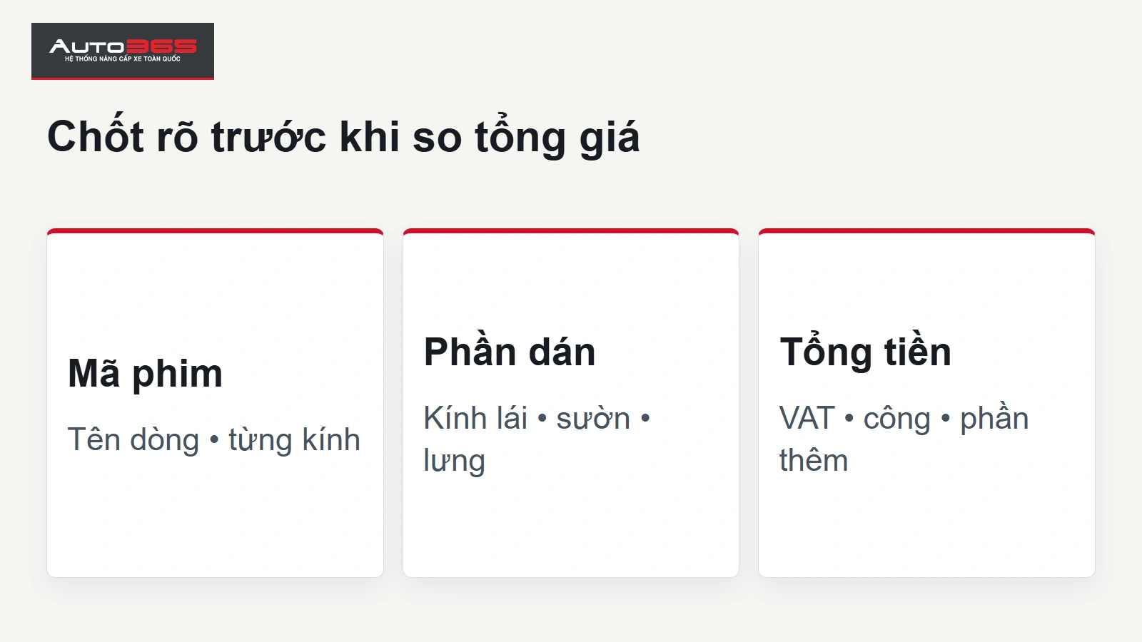 Chốt rõ trước khi so tổng giá.