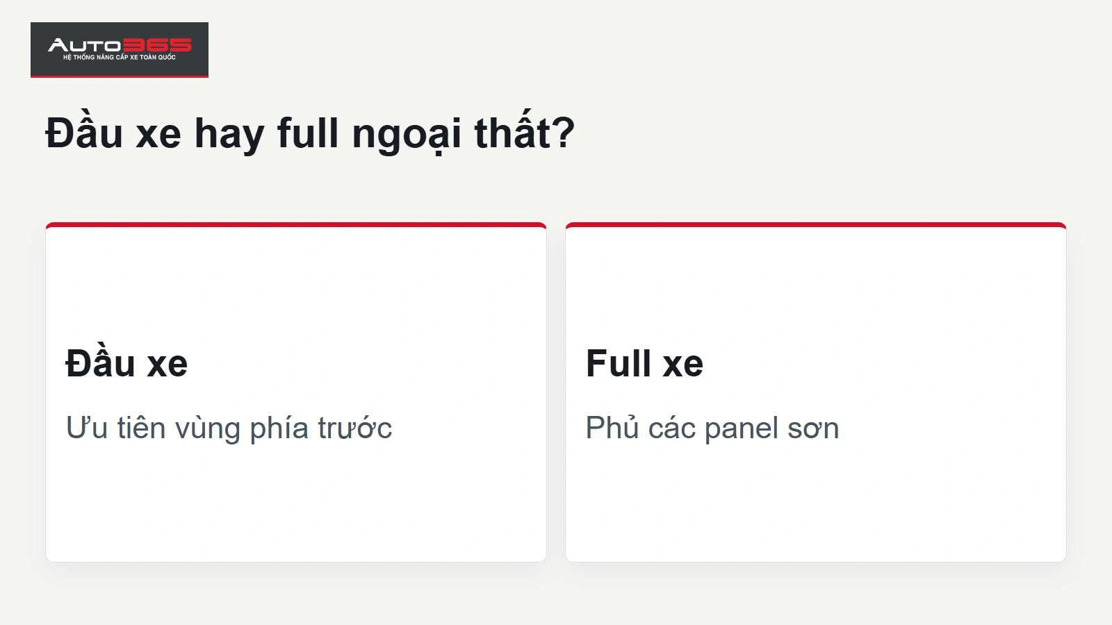 Đầu xe hay full ngoại thất?
