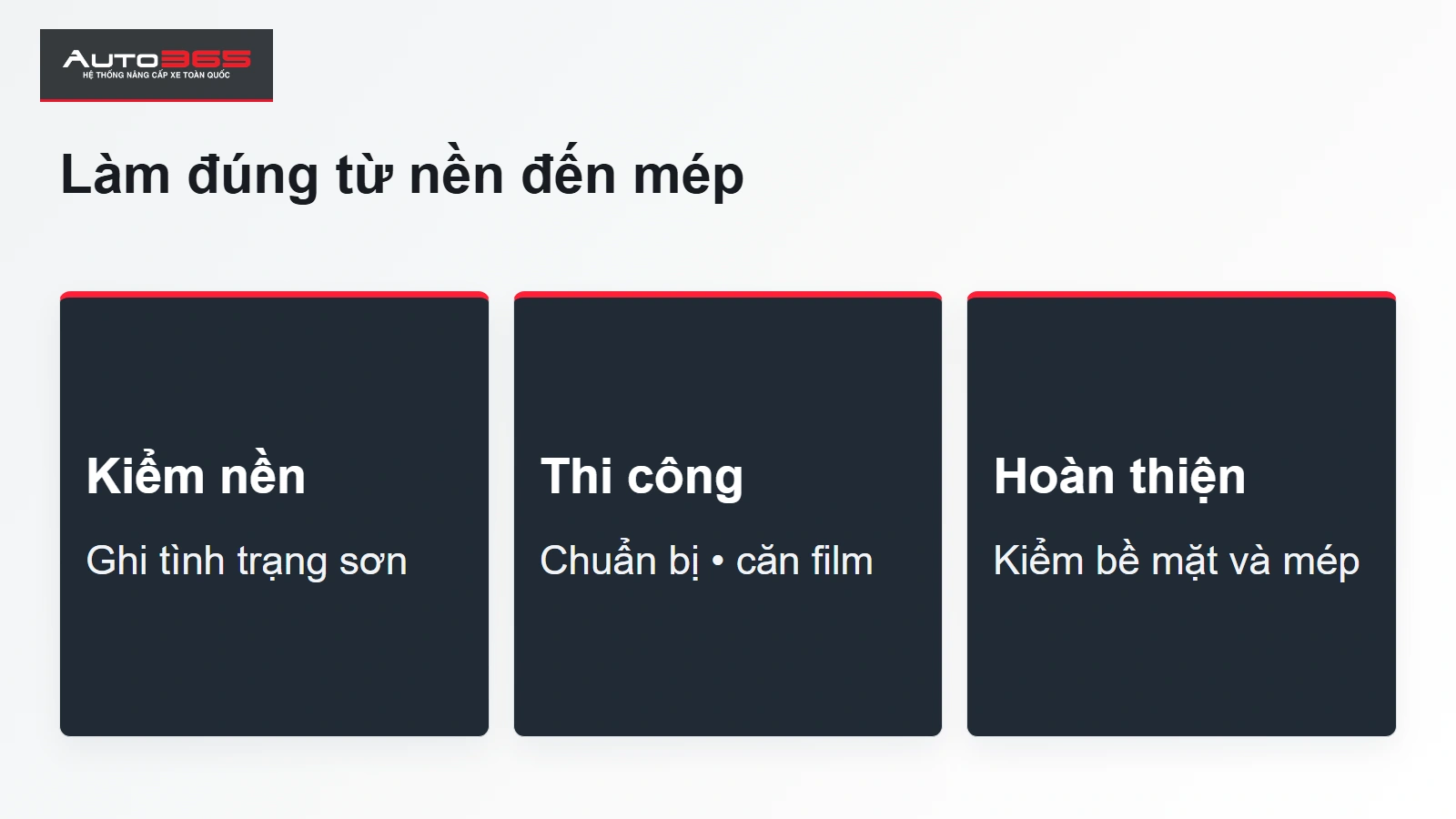 Làm đúng từ nền đến mép.
