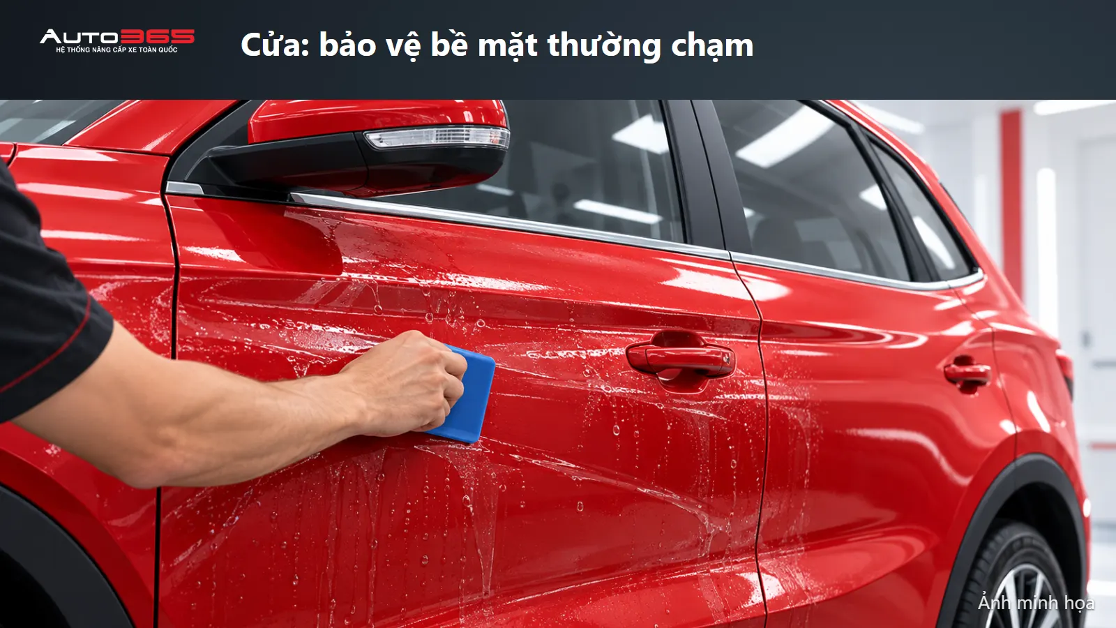 Ảnh minh họa mô phỏng thi công PPF trên sơn cánh cửa đóng MG All New ZS