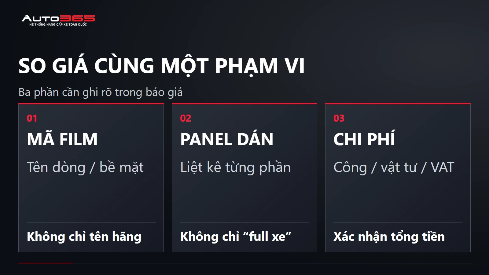 SO GIÁ CÙNG MỘT PHẠM VI — Ba phần cần ghi rõ trong báo giá