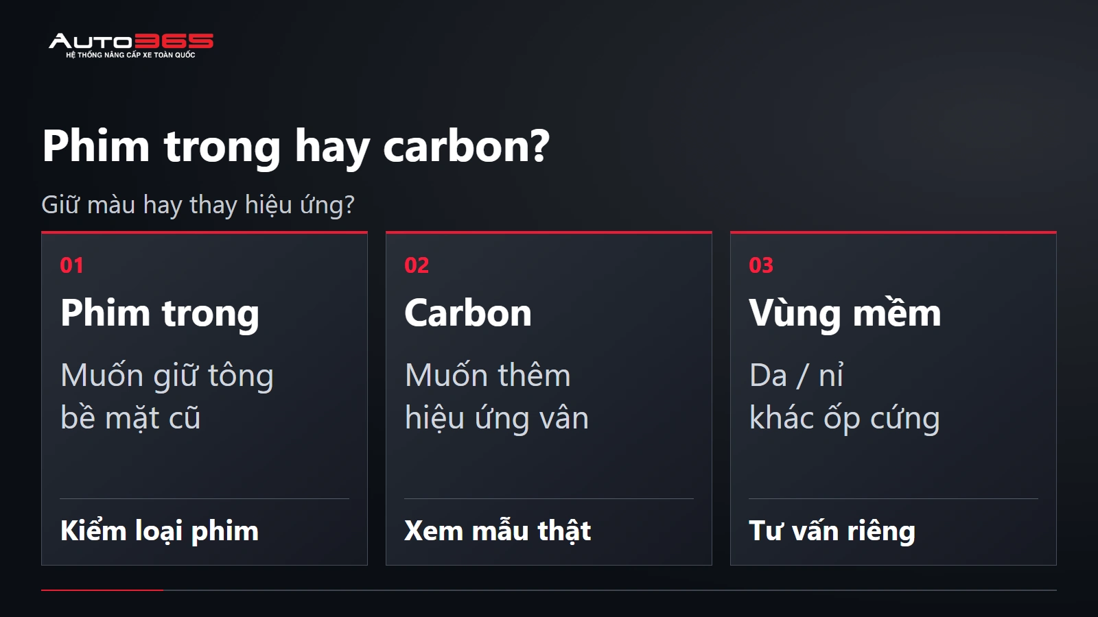 So phim bảo vệ trong, film carbon và bề mặt mềm không chọn như ốp cứng VF7