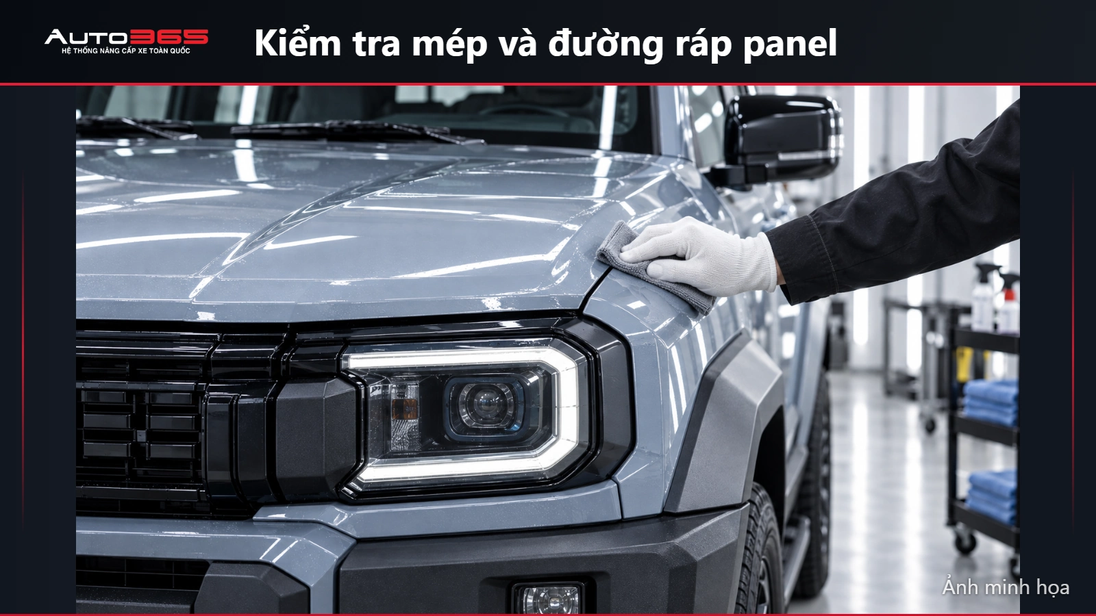 Ảnh minh họa kiểm tra mép PPF và đường ráp capo Toyota Land Cruiser FJ