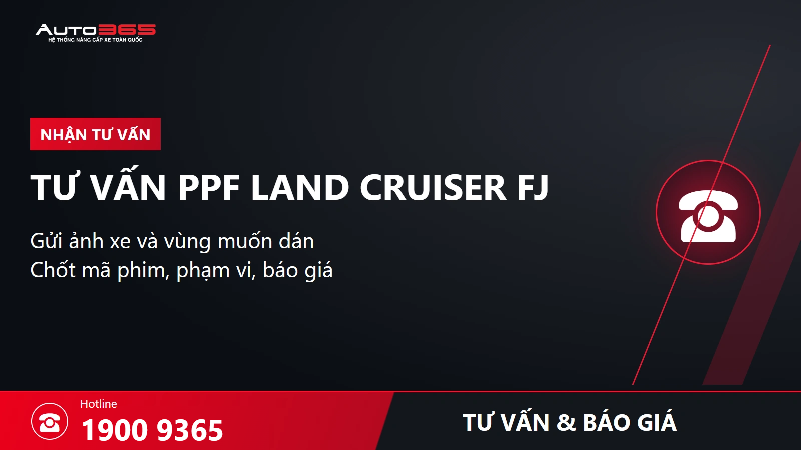 Auto365 tư vấn và báo giá qua 1900 9365