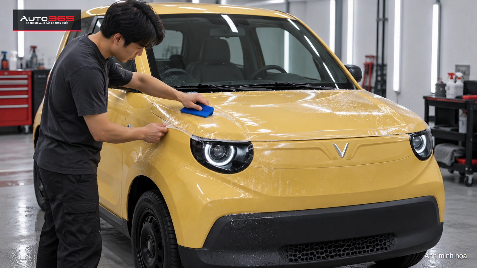 Mô phỏng thi công PPF trong suốt trên capo VF2.