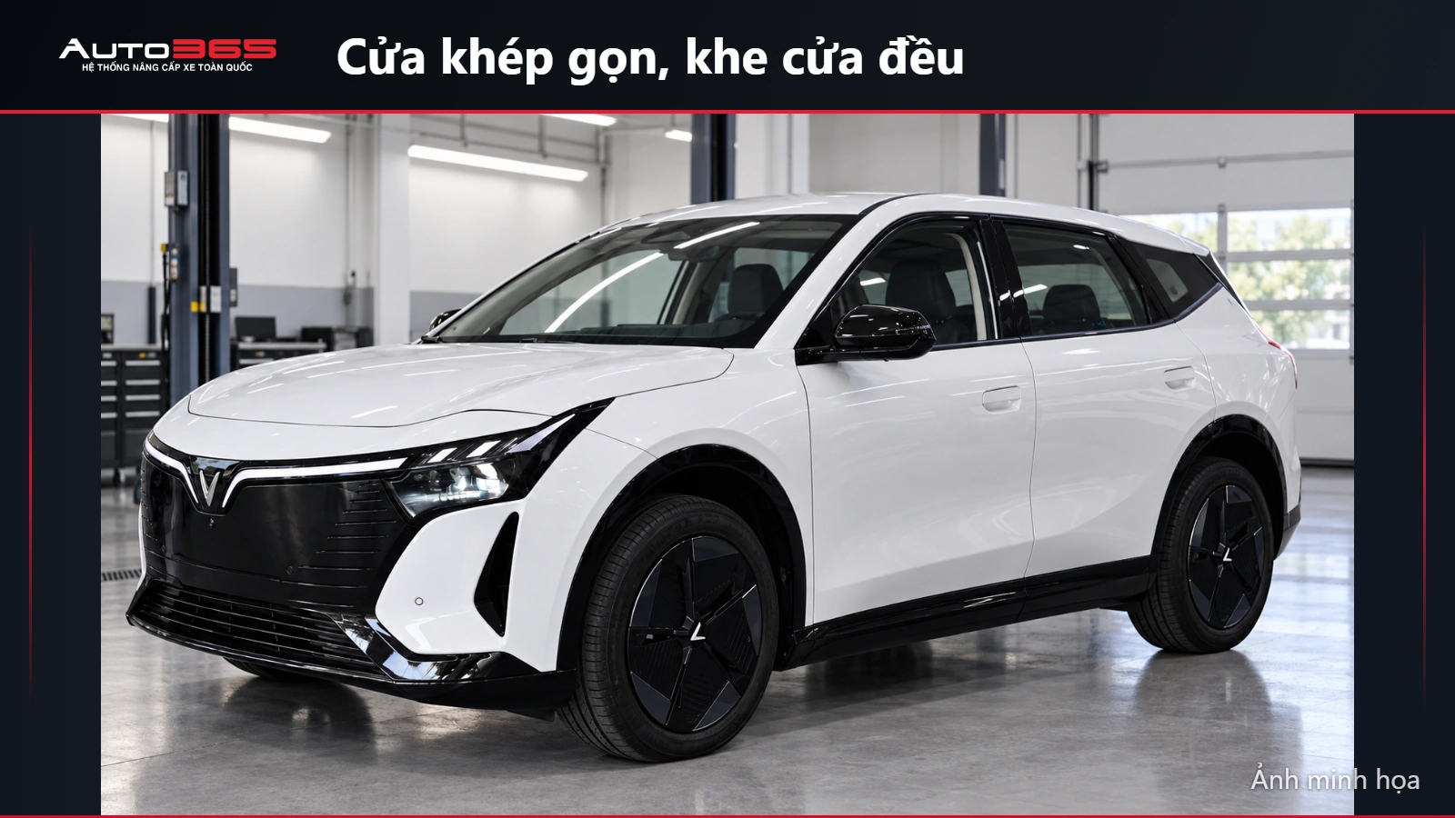 Source-based mockup VF8 thế hệ mới với các cửa đóng và khe cửa thẳng