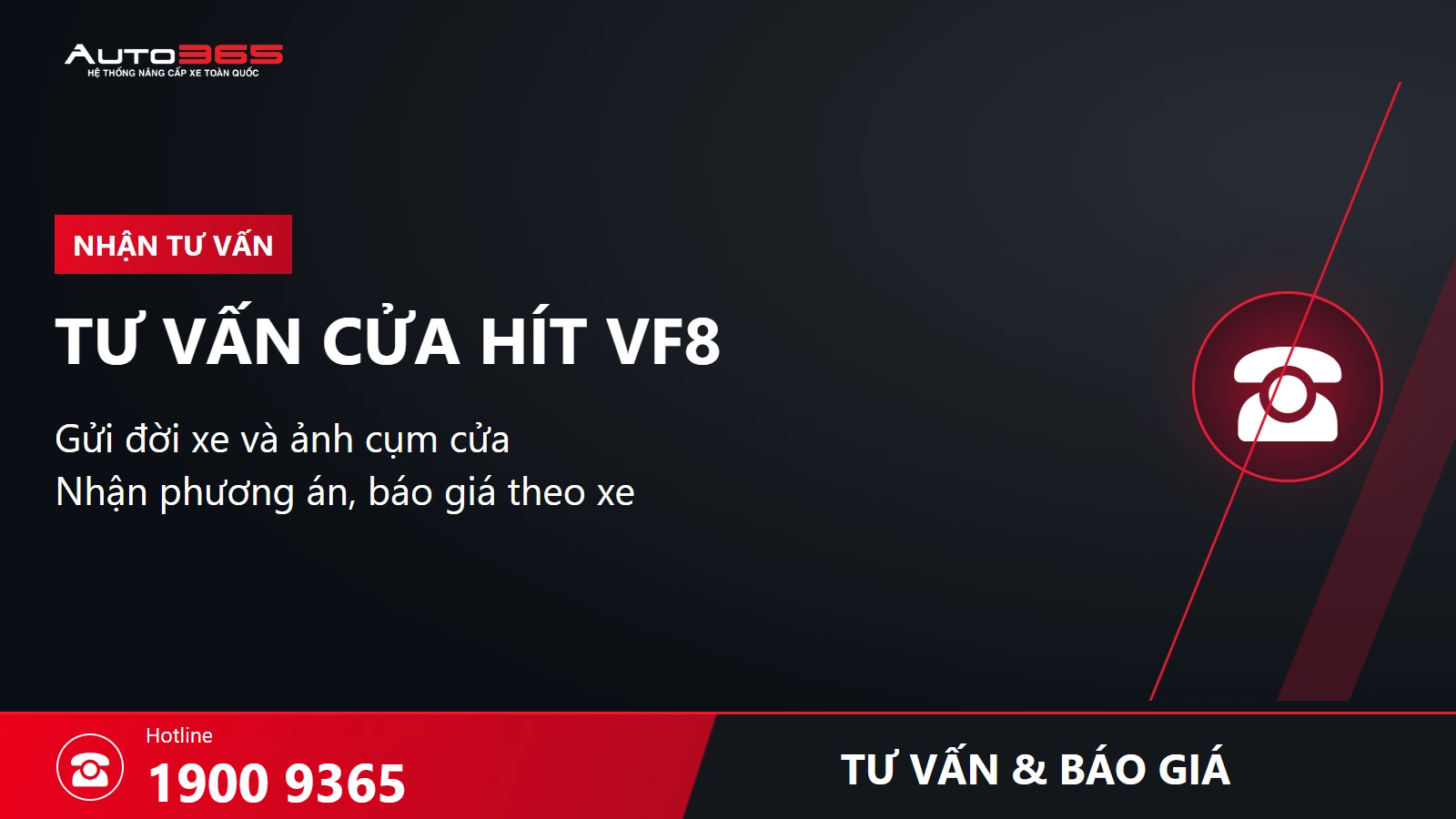 Auto365 tư vấn và báo giá qua 1900 9365