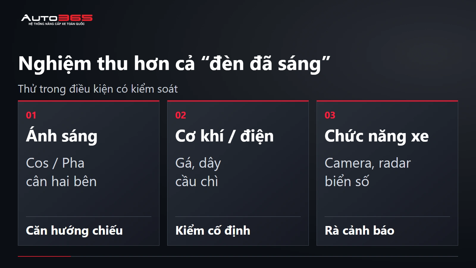 Các nhóm kiểm tra ánh sáng, cơ khí điện và chức năng xe sau độ đèn SantaFe
