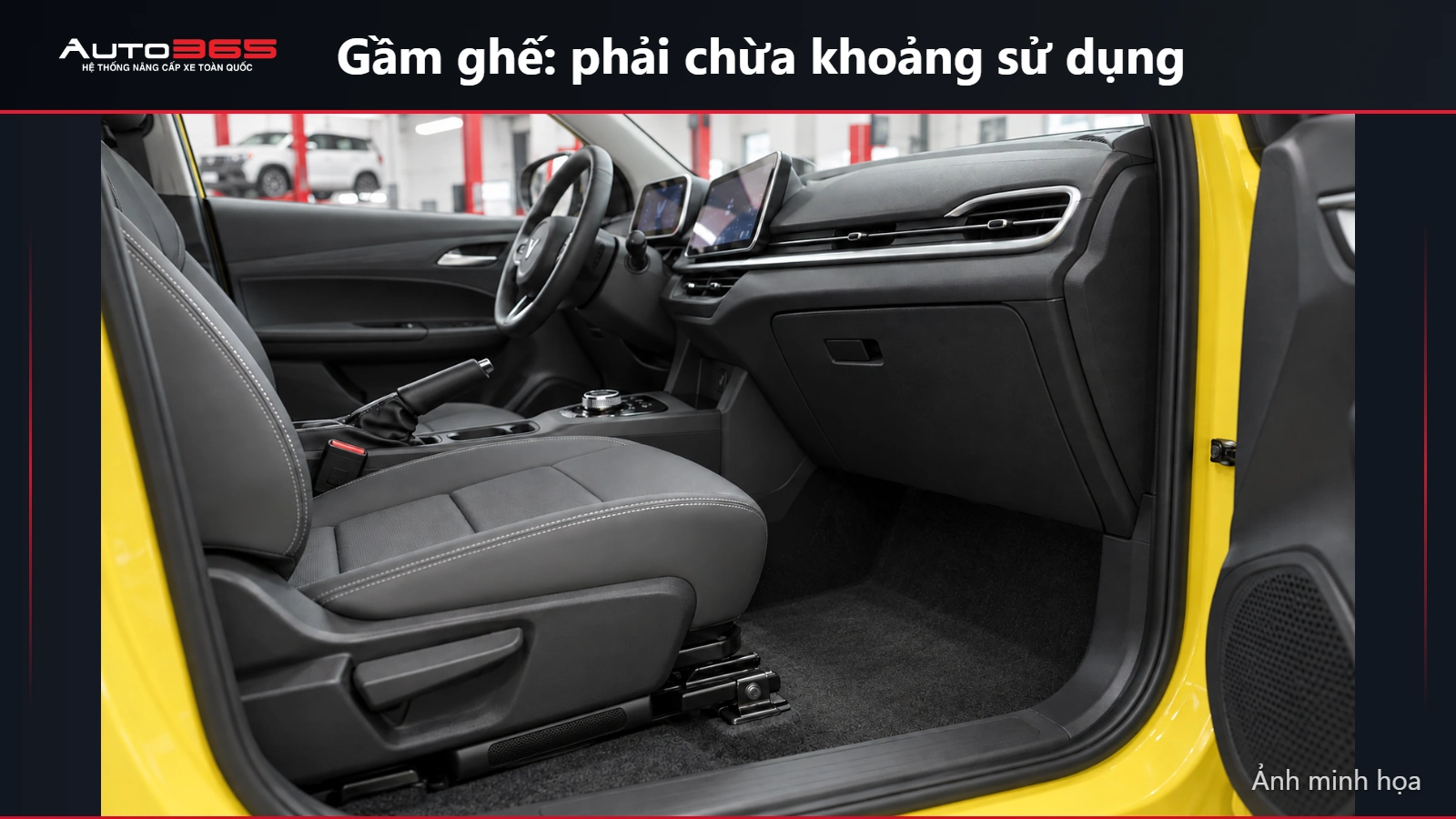 Source-based mockup kiểm tra không gian thiết bị âm thanh dưới ghế VF5, khoảng để chân không bị chiếm